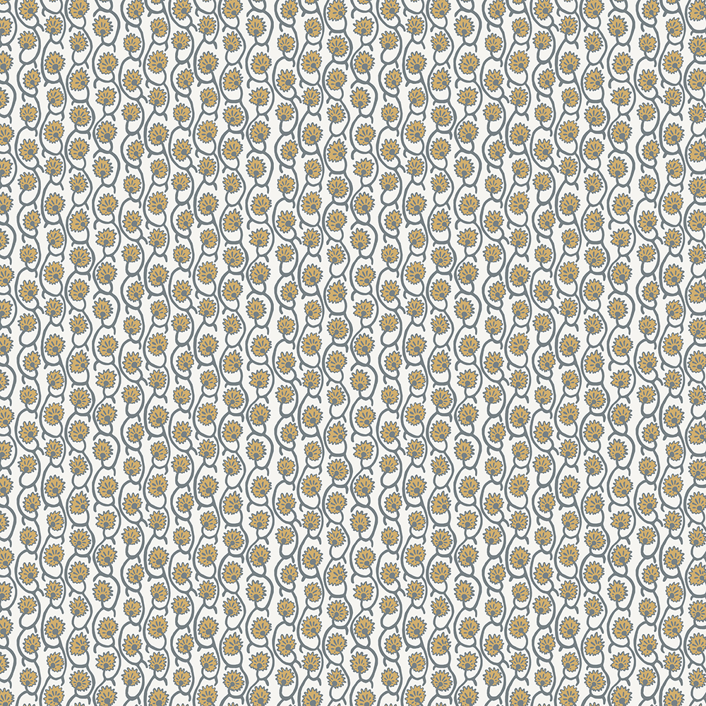 Geranium Stripe Wallpaper - Bude Blue - Smith Yellow - Kempton White