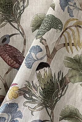 Living Branches Fabric - Ivory, Soft Olive and Yellow 
