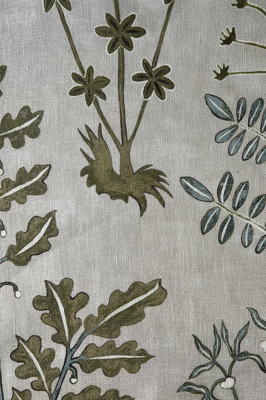 Cynthia Fabric - Stone, Light Blue and Olive