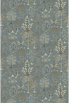 Cynthia Fabric - Mid Blue and Olive