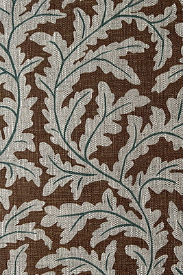 Frond Ogee Fabric - Orange and Blue