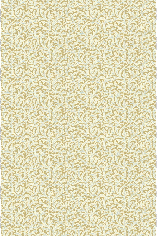 Frond Ogee Heavy Linen Fabric - Mustard and Blue