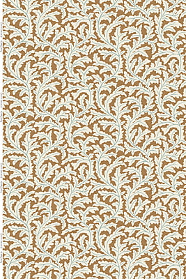 Frond Ogee Heavy Linen Fabric - Bright Orange and Blue