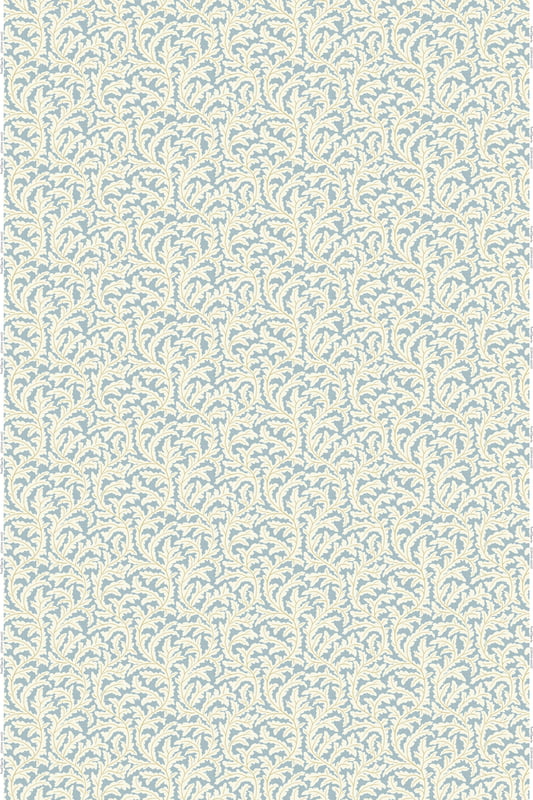 Frond Ogee Heavy Linen Fabric - Bright Blue and Yellow