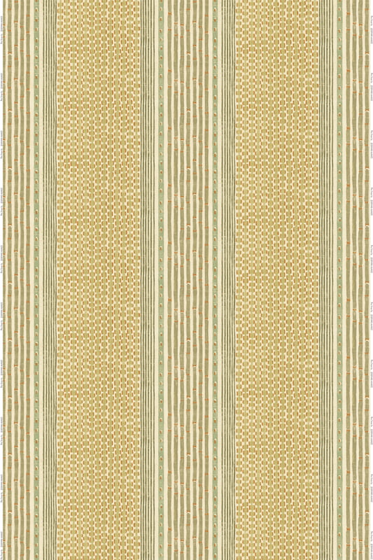 Rita Stripe Heavy Linen Fabric - Green and Olive