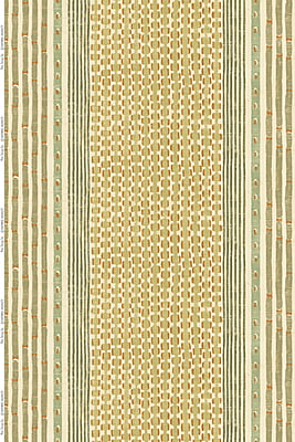 Rita Stripe Heavy Linen Fabric - Green and Olive