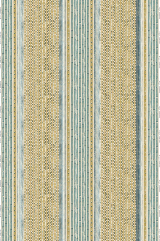 Rita Stripe Heavy Linen Fabric - Yellow and Blue