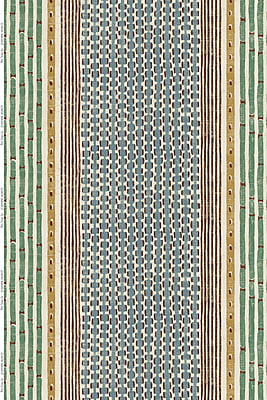 Rita Stripe Heavy Linen Fabric - Brown and Blue