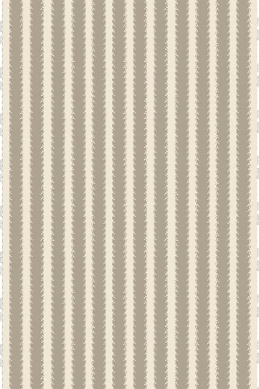 Scallop Stripe Heavy Linen Fabric - Mushroom