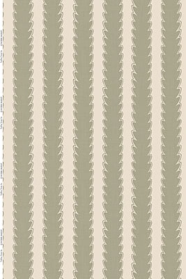 Scallop Stripe Heavy Linen Fabric - Sage