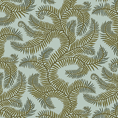 Bombe's Fernery - Olive and Celadon - Wallpaper