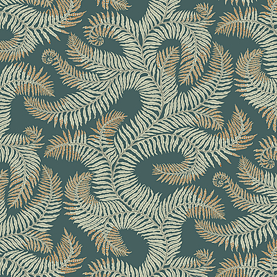 Bombe's Fernery - Teal and Orange - Wallpaper
