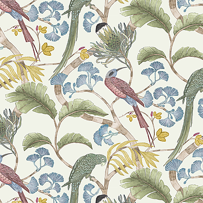 Living Branches Wallpaper - Ivory, Soft Olive and Yellow