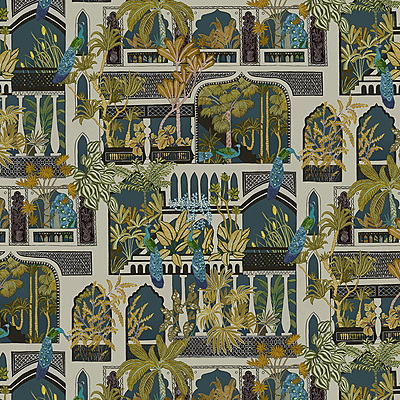 Peacock Arches Wallpaper - Dark Teal