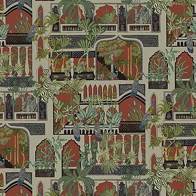 Peacock Arches Wallpaper - Terracotta