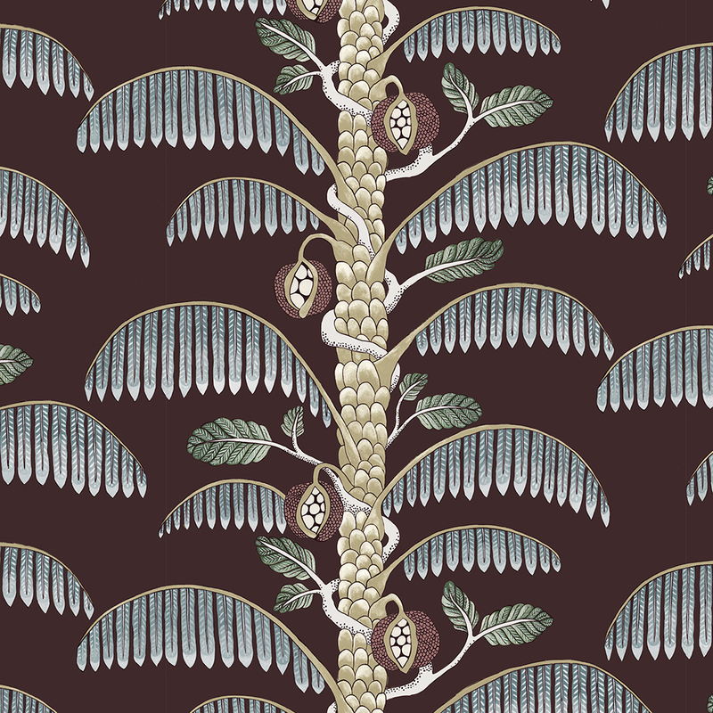 Palm Stripe Wallpaper - Spicer Brown