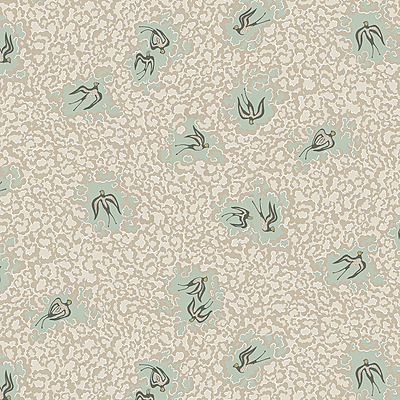Bea's Swallows Wallpaper - Cliffwell Stone and Radmoor Blue