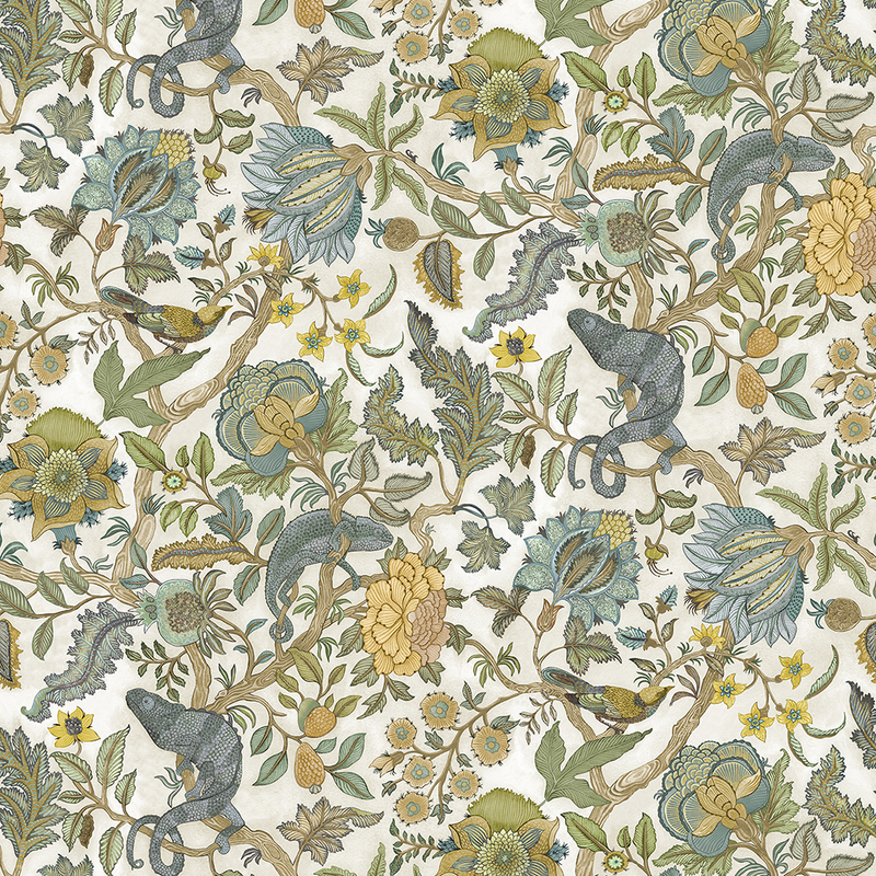Chameleon Trail Wallpaper - Lemon and Light Blue