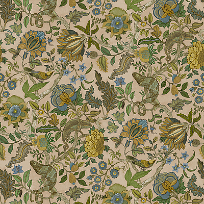 Chameleon Trail Wallpaper - Plaster Pink, Ochre and Blue