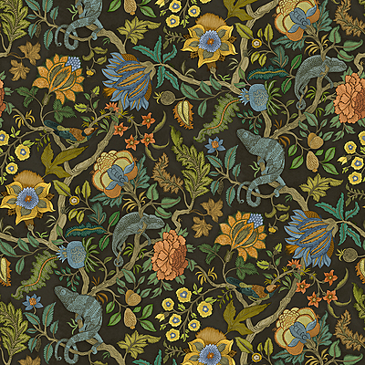 Chameleon Trail Wallpaper - Black, Orange and Blue