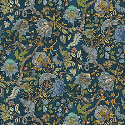 Chameleon Trail Wallpaper - Bright Blues and Green