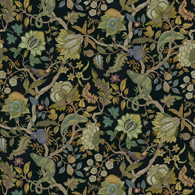 Chameleon Trail Wallpaper - Black and Green