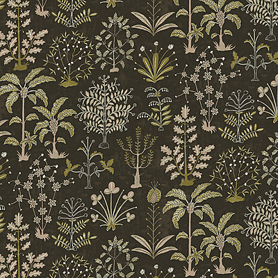 Cynthia Wallpaper - Black and Olive