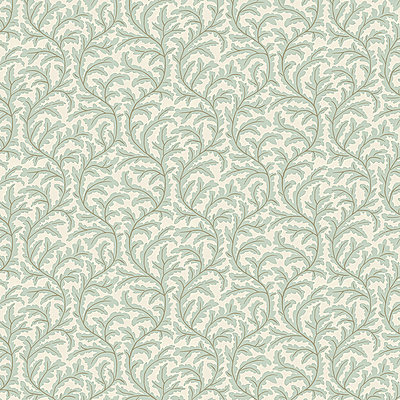 Frond Ogee Wallpaper - Radmoor Blue and Clarke White