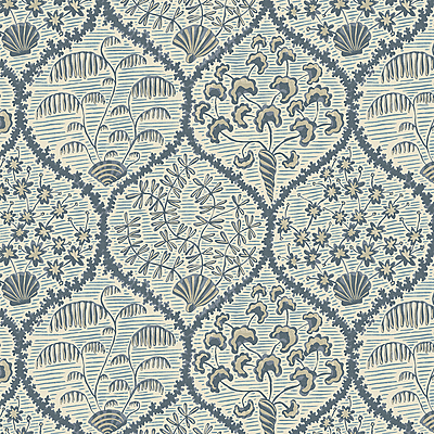Sowerby Wallpaper - Bude Blue and Salt Ridge