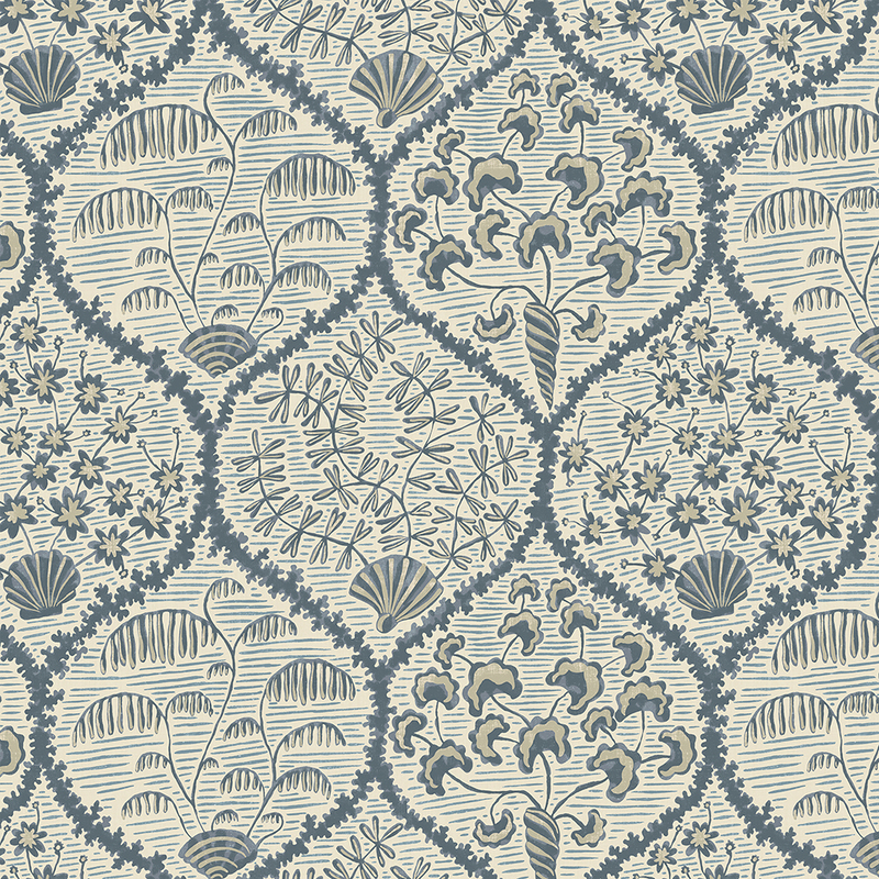 Sowerby Wallpaper - Bude Blue and Salt Ridge