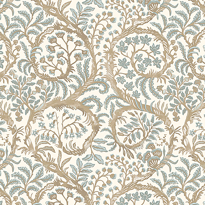 Butterrow Wallpaper - Soft Blue and Brown