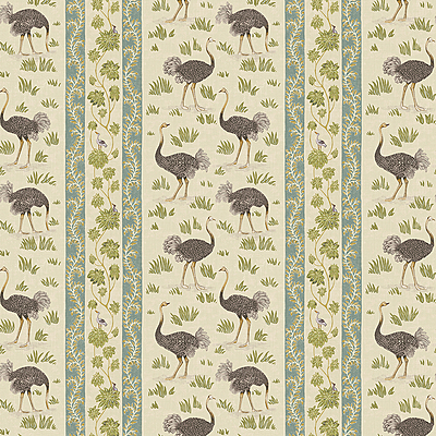 Ostrich Stripe Wallpaper - Cream and Green