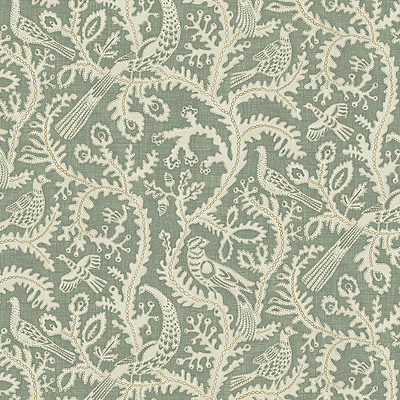 Stitched Birds Wallpaper - Aqua