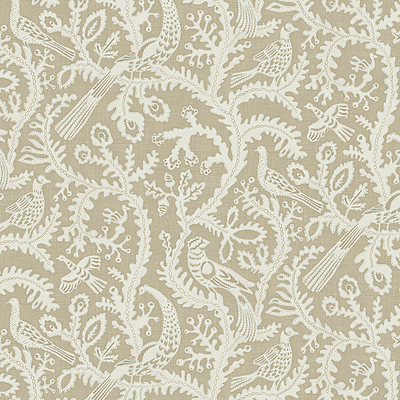 Stitched Birds Wallpaper - Greige