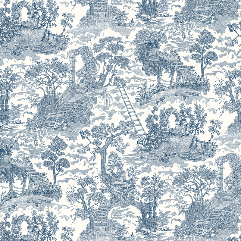 Islet Hoping Toile Wallpaper - Blue Islet Hoping Toile Wallpaper - Blue