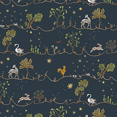 A Wave for Joan Wallpaper - Navy